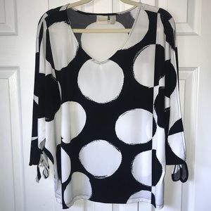 Chico’s 3/4 Sleeve Open Tie Sleeve Top Blouse EUC